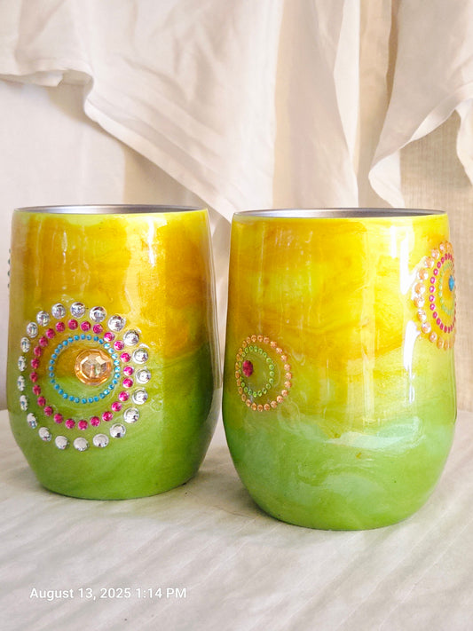 Sunburn Spin Set 12oz wine Tumblers - RingMaster Ticket Level